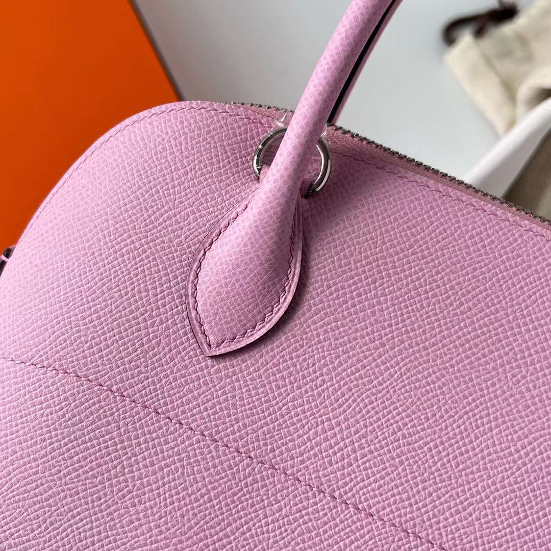 Hermès（爱马仕）Bolide 保龄球包 Epsom 进口手掌纹 X9 锦葵紫 银扣 27cm 全手工缝制 Phw