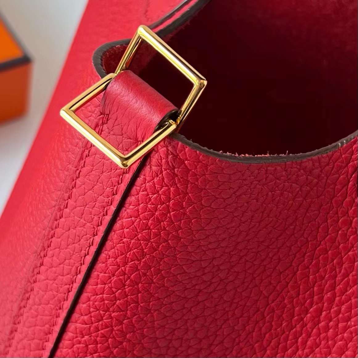 Hermès（爱马仕）Picotin 菜篮子 Clemence（御用原厂进口tc皮）Q5 国旗红 金扣 18cm 全手工蜡线缝制 Ghw