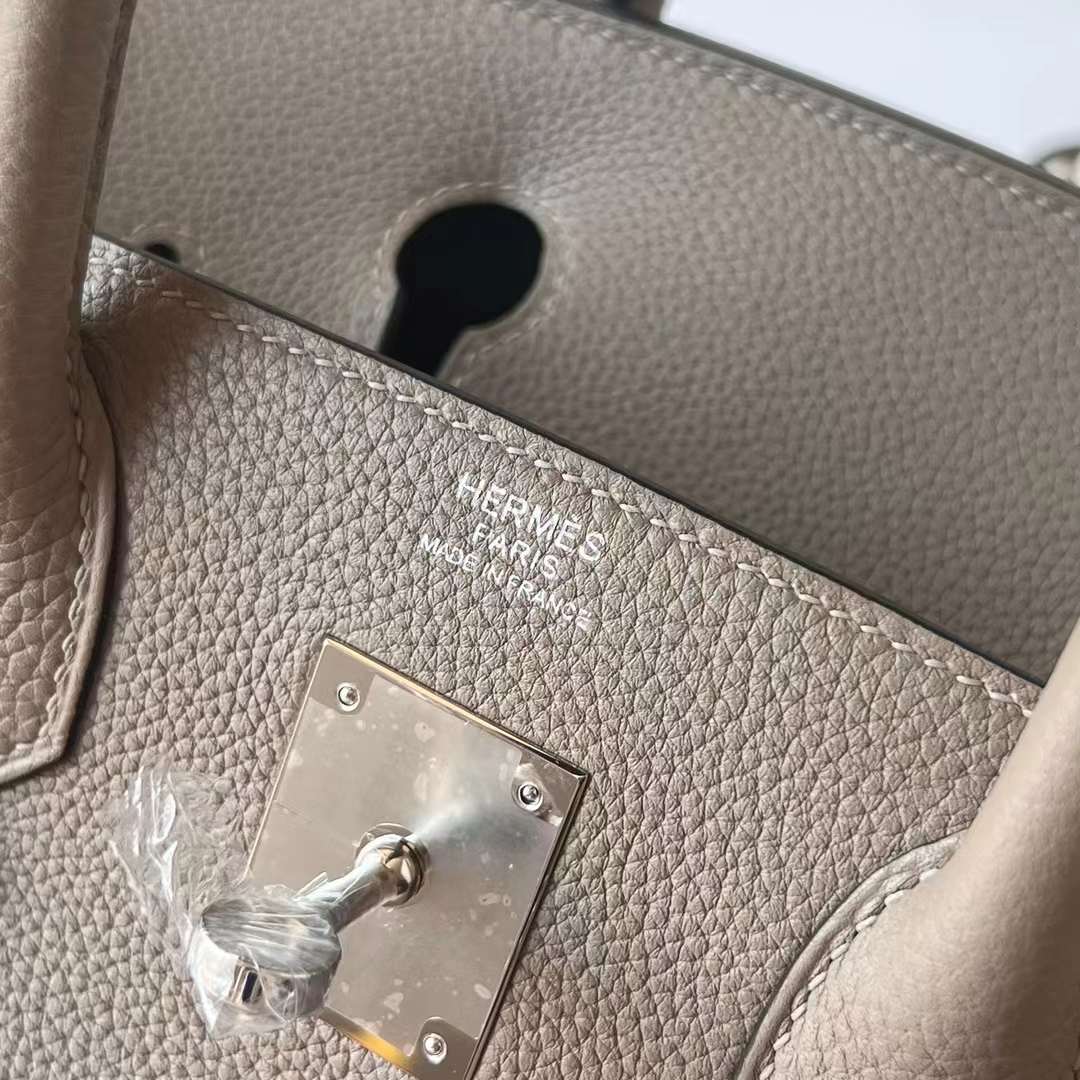 Hermès（爱马仕）Birkin 铂金包 Togo皮 进口顶级小牛皮 M8 沥青灰 银扣 30cm 全手工蜡线缝制 Phw