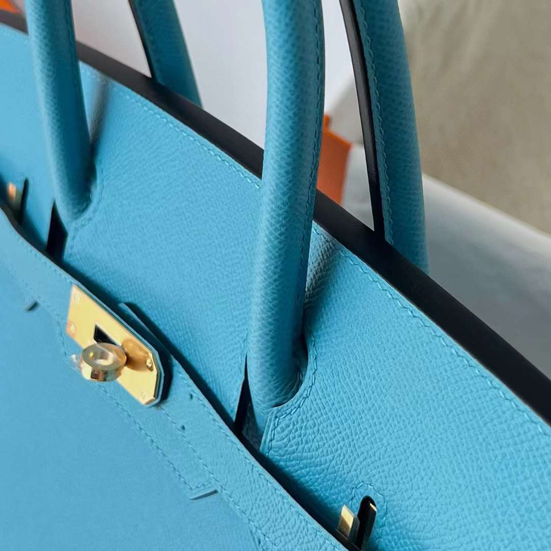Hermès（爱马仕）Birkin 铂金包 Sellier Epsom P3 北方蓝 金扣 30cm 全手工蜡线缝制 Ghw