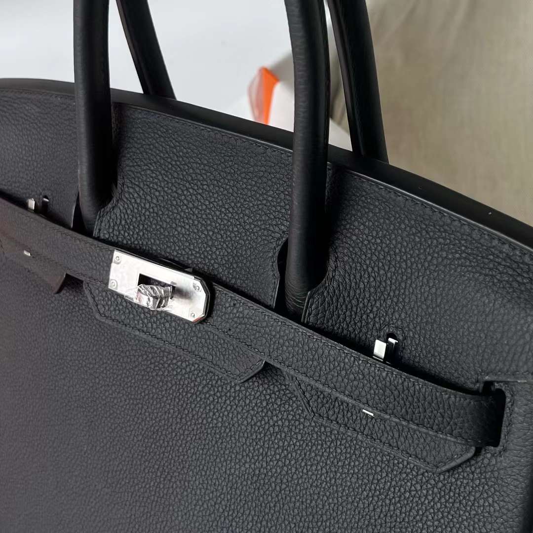 Hermès（爱马仕）Birkin 铂金包 Togo皮 进口顶级小牛皮 Ck89 黑色 银扣 30cm 全手工蜡线缝制 Phw