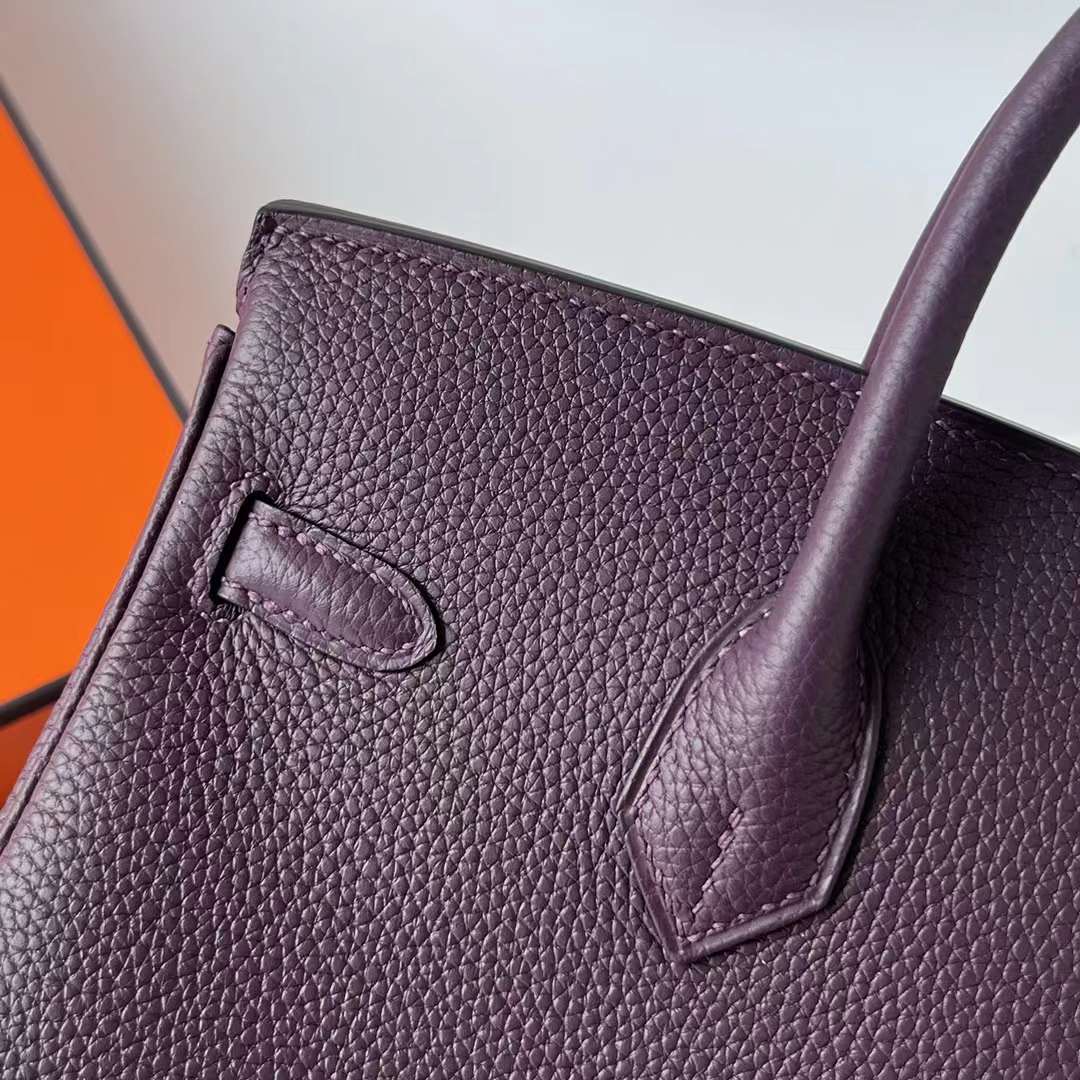 Hermès（爱马仕）Birkin 铂金包 Togo皮 进口德国小牛皮 59 葡萄紫 银扣 25cm 全手工蜡线缝制 Phw
