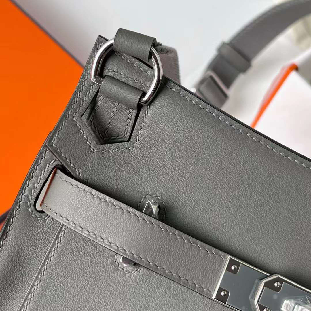 Hermès（爱马仕）Mini Jypsiere 迷你吉普赛 Swift 0L 积雨云灰 银扣 23cm 全手工蜡线缝制 Phw