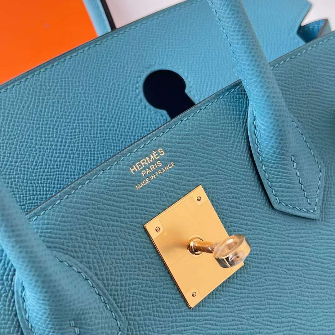 Hermès（爱马仕）Birkin 铂金包 Sellier Epsom P3 北方蓝 金扣 30cm 全手工蜡线缝制 Ghw