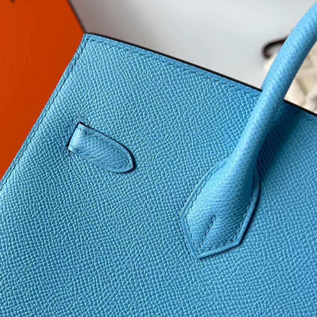 Hermès（爱马仕）Birkin 铂金包 Sellier Epsom 7N 糖果蓝 金扣 25cm 全手工蜡线缝制 Ghw