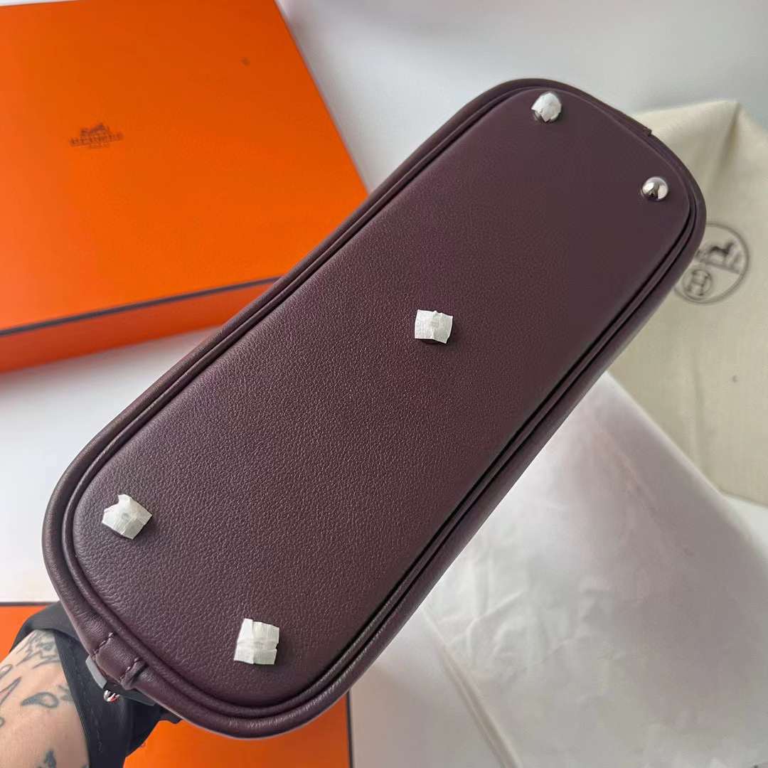 Hermès（爱马仕）Bolide 保龄球包 Evercolor D0 马鞍红 内拼 玫红 银扣 25cm 全手工缝制 Phw
