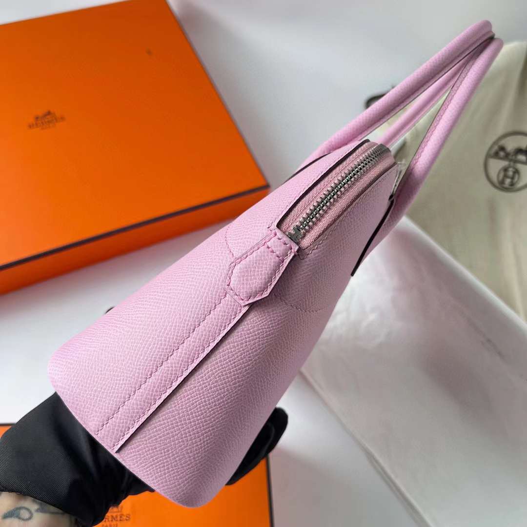 Hermès（爱马仕）Bolide 保龄球包 Epsom 进口手掌纹 X9 锦葵紫 银扣 27cm 全手工缝制 Phw