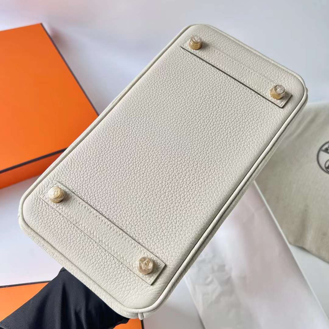 Hermès（爱马仕）Birkin 铂金包 Togo皮 进口德国小牛皮 Ck10 奶昔白 金扣 25cm 全手工蜡线缝制 Ghw