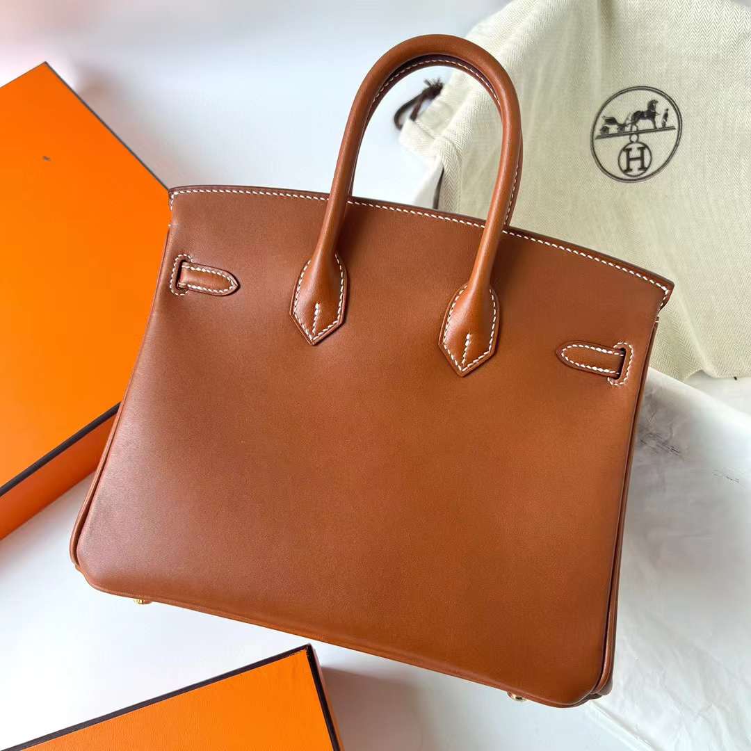 Hermès（爱马仕）Birkin 铂金包 Barenia 平纹马鞍皮 Cc34 原始棕色 金扣 25cm 全手工蜡线缝制 Ghw