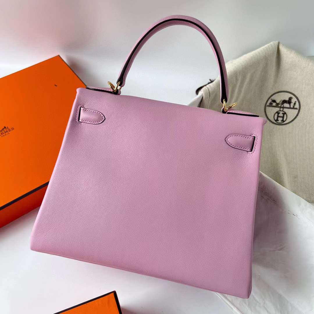 Hermès（爱马仕）Kelly 凯莉包 Swift X9 锦葵紫 金扣 28cm 全手工蜡线缝制 Ghw