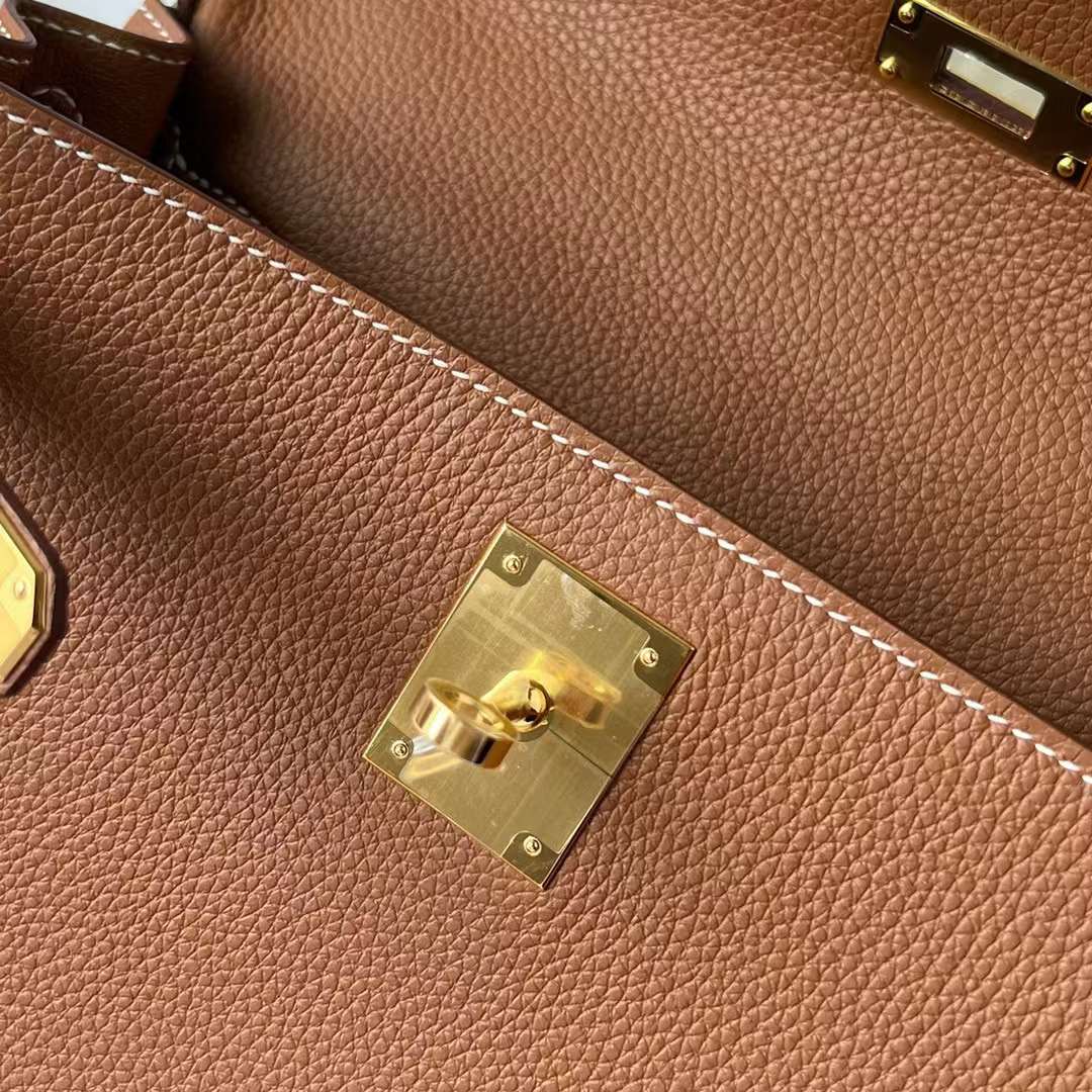 Hermès（爱马仕）Kelly 凯莉包 Togo皮 Ck37 金棕色 金扣 28cm 全手工蜡线缝制 Ghw