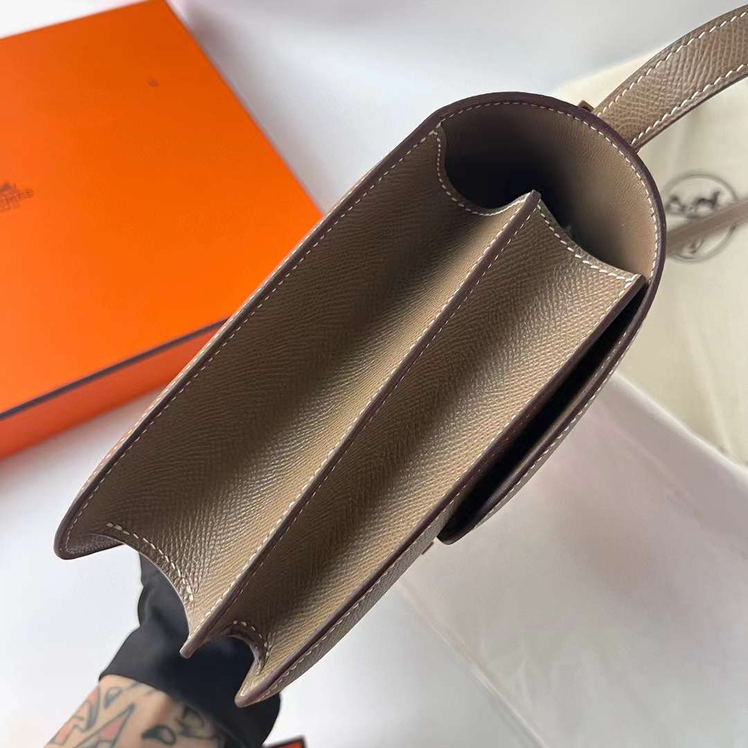 Hermès（爱马仕）Constance 空姐包 Epsom Ck18 大象灰 玫瑰金扣 24cm 全手工蜡线缝制 Rghw
