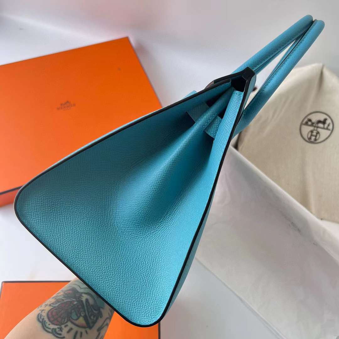 Hermès（爱马仕）Birkin 铂金包 Sellier Epsom P3 北方蓝 金扣 30cm 全手工蜡线缝制 Ghw