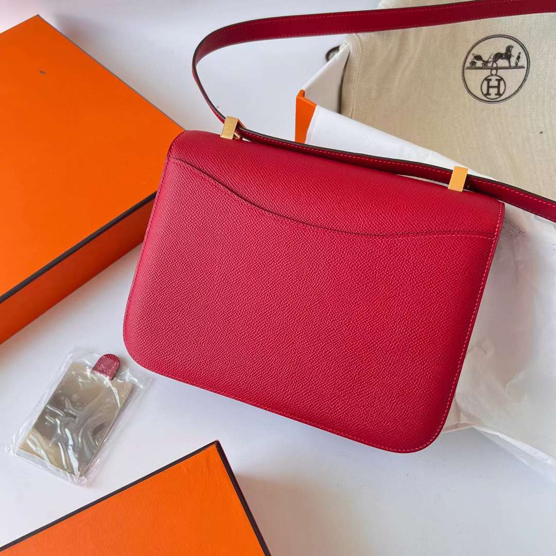 Hermès（爱马仕）Constance 空姐包 Epsom Q5 国旗红 金扣 1-24cm 全手工蜡线缝制 Ghw