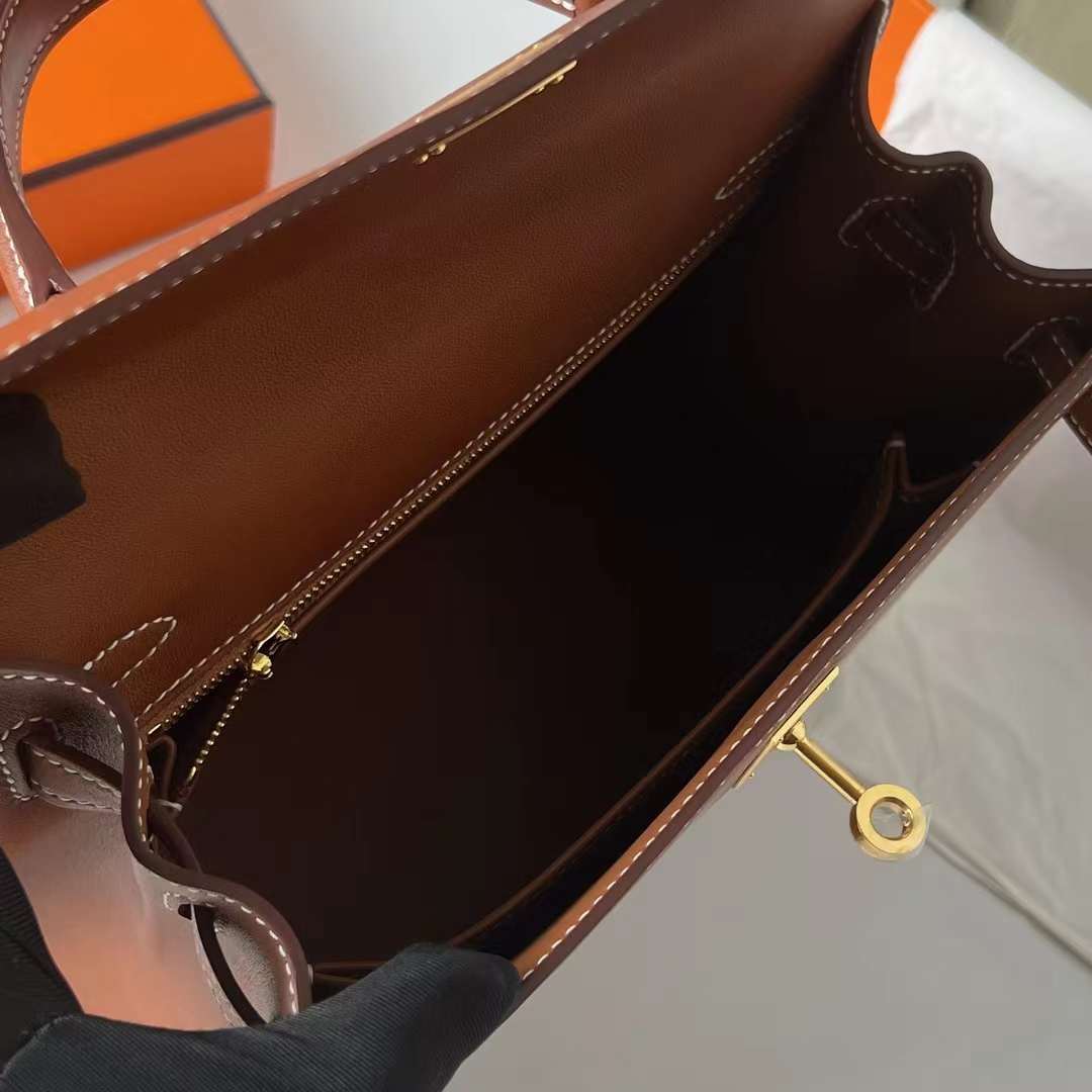 Hermès（爱马仕）Kelly 凯莉包 Sellier Barenia 外缝平纹马鞍皮 34 原始色 金扣 25cm 全手工蜡线缝制 Ghw
