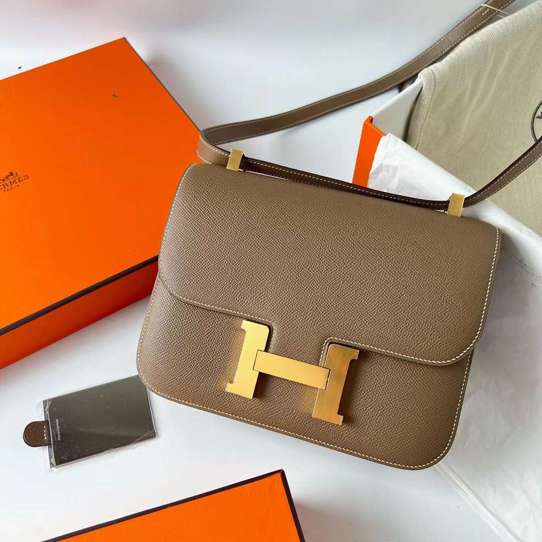Hermès（爱马仕）Constance 空姐包 Epsom Ck18 大象灰 金扣 1-24cm 全手工蜡线缝制 Ghw