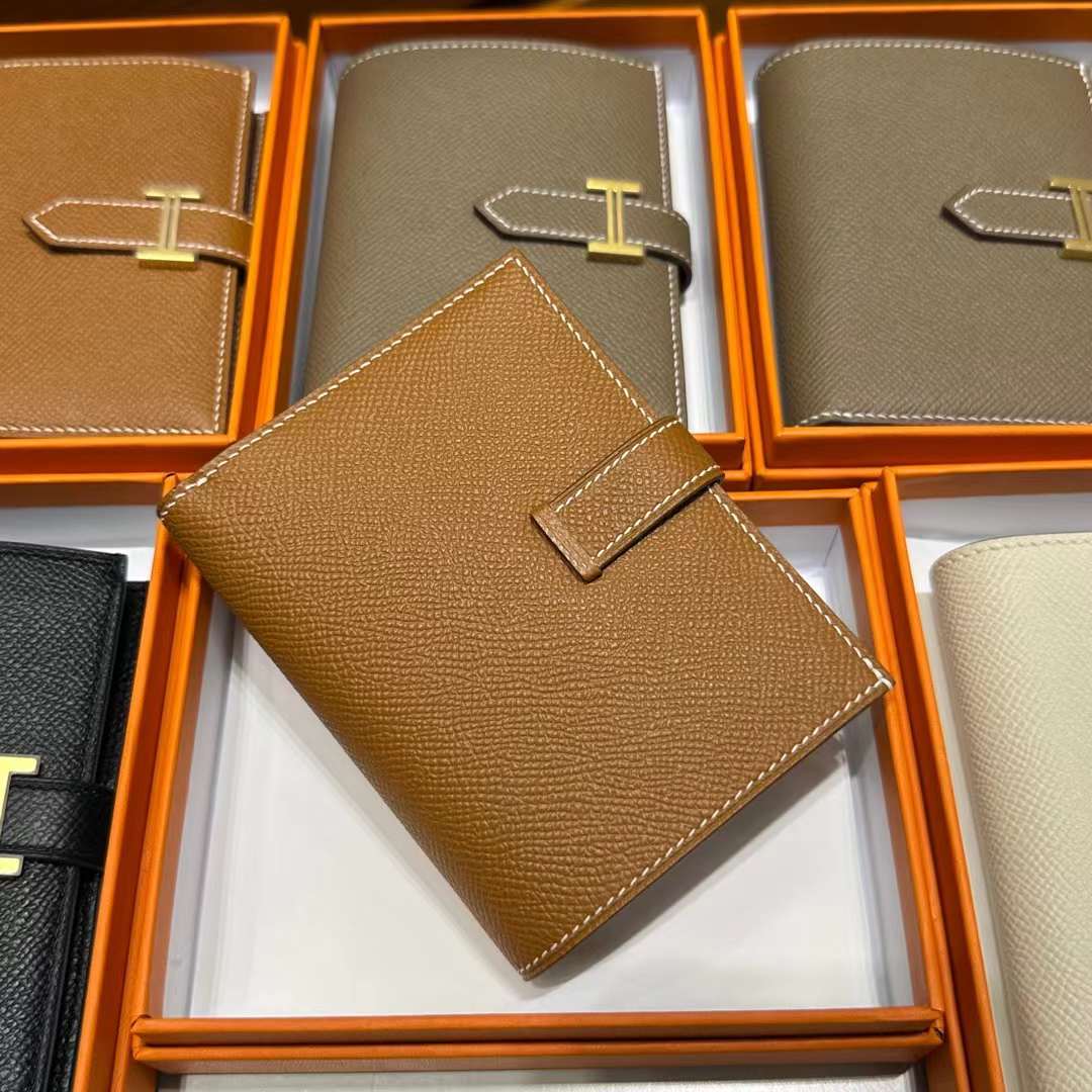 Hermès（爱马仕）Bearn Short 短款钱包 Epsom 进口手掌纹皮 Ck37 金棕色 金扣 全手工蜡线缝制