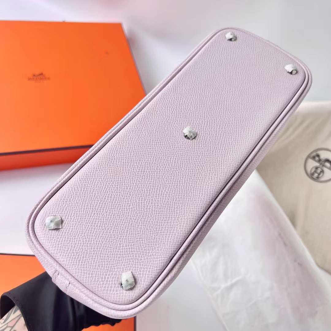 Hermès（爱马仕）Bolide 保龄球包 Epsom 09 梦幻粉紫 银扣 27cm 全手工蜡线缝制 Phw