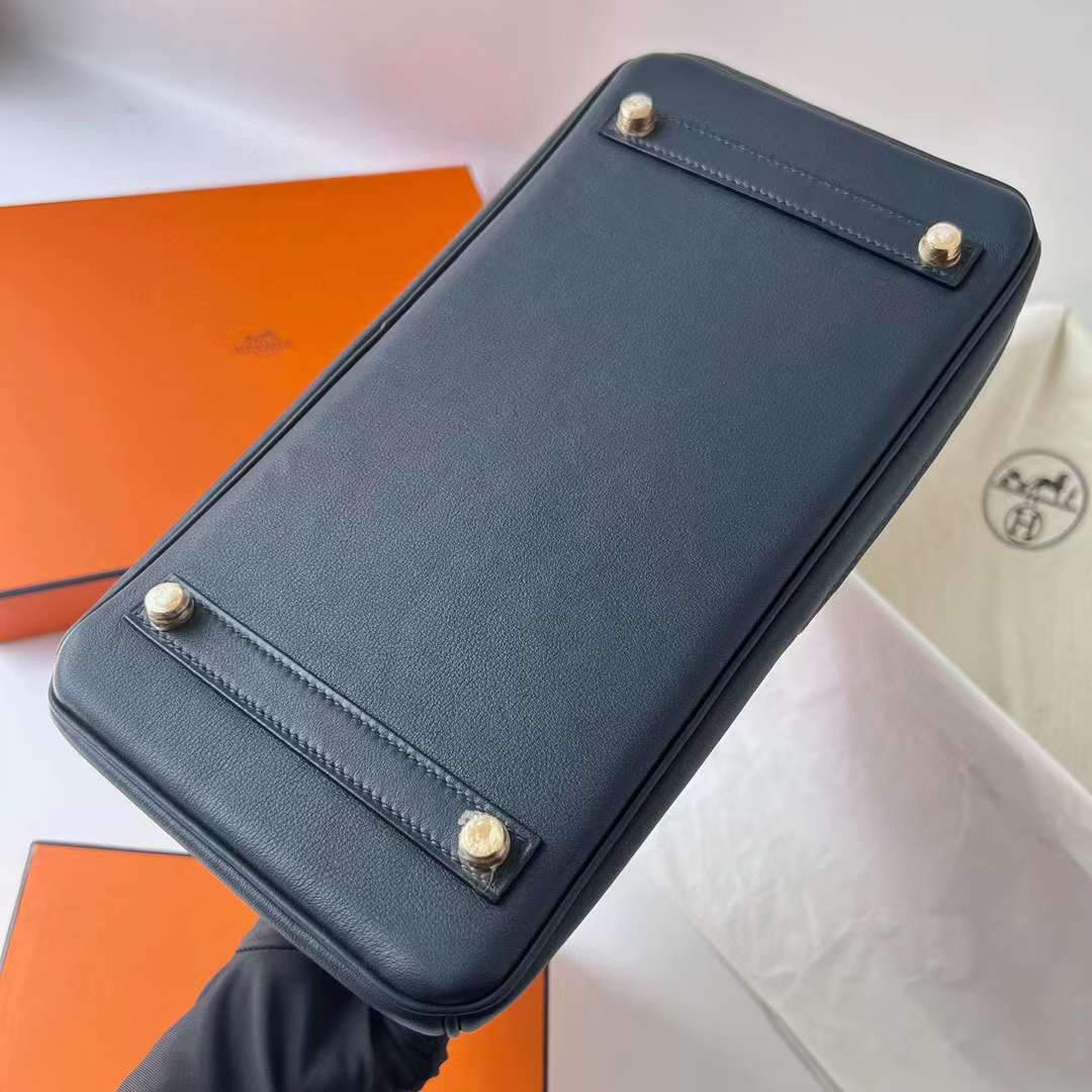 Hermès（爱马仕）Birkin 铂金包 Swift Colormatic 口袋包 2Z 午夜蓝 金扣 30cm 全手工蜡线缝制 Ghw