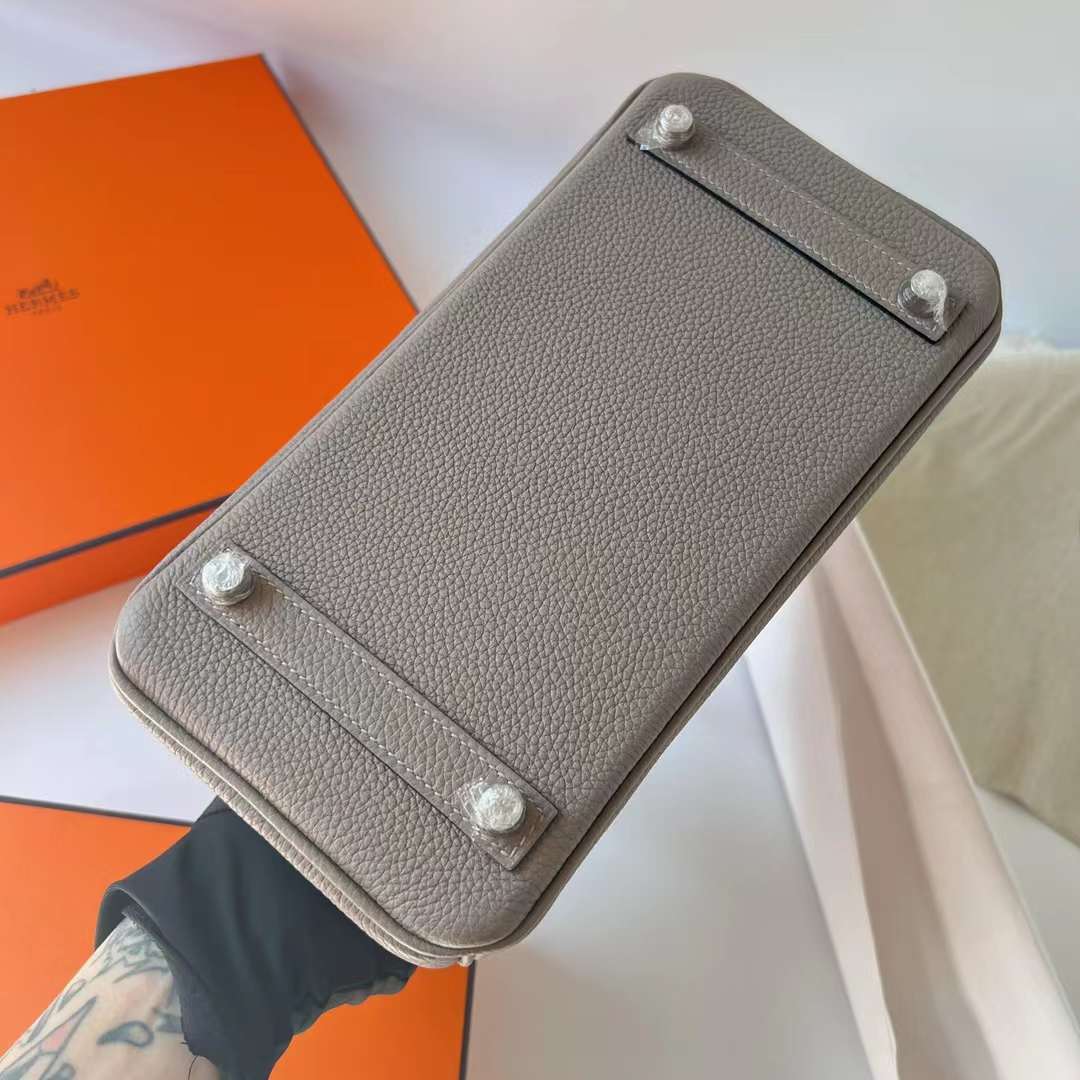 Hermès（爱马仕）Birkin 铂金包 Togo皮 进口德国小牛皮 M8 沥青灰 银扣 25cm 全手工蜡线缝制 Phw