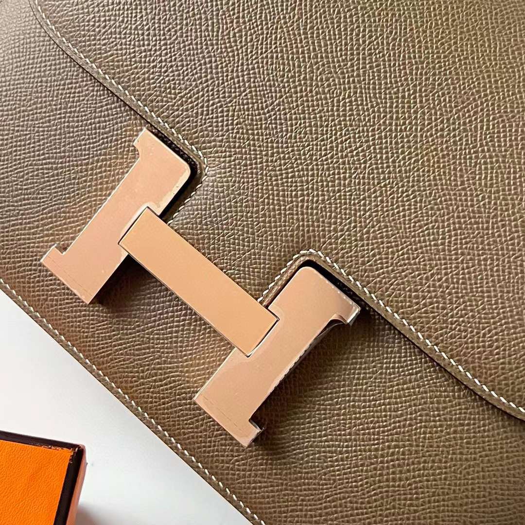 Hermès（爱马仕）Constance 空姐包 Epsom Ck18 大象灰 玫瑰金扣 24cm 全手工蜡线缝制 Rghw