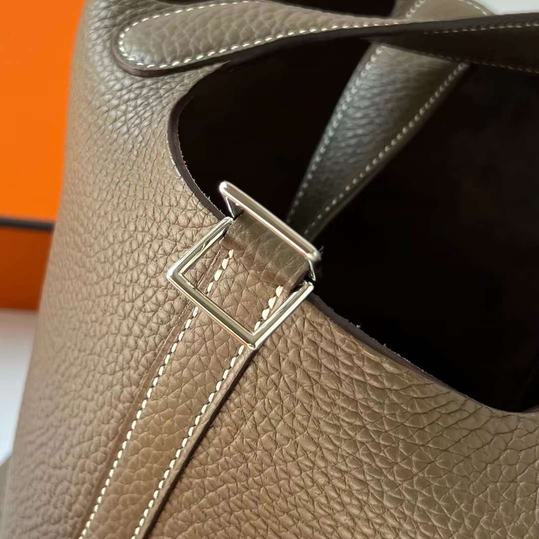 Hermès（爱马仕）Picotin 菜篮子 Clemence（御用原厂进口tc皮）Ck18 大象灰 银扣 18cm 全手工蜡线缝制 Phw