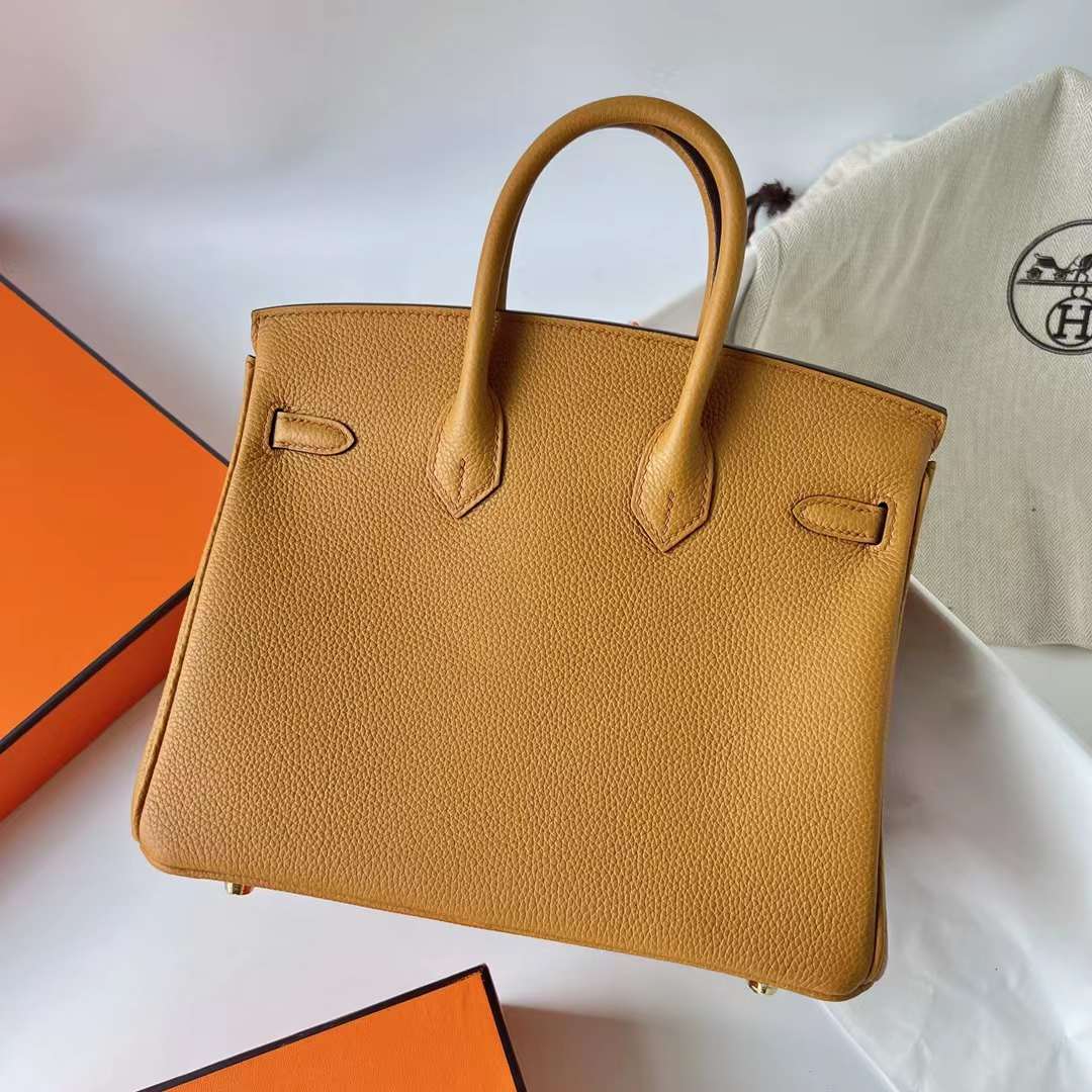 Hermès（爱马仕）Birkin 铂金包 Togo皮 进口德国小牛皮 2S 芝麻色 金扣 25cm 全手工蜡线缝制 Ghw