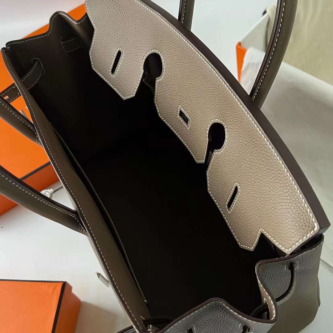 Hermès（爱马仕）Birkin 铂金包 Togo皮 进口德国小牛皮 Ck18 大象灰 银扣 35cm 全手工蜡线缝制 Phw