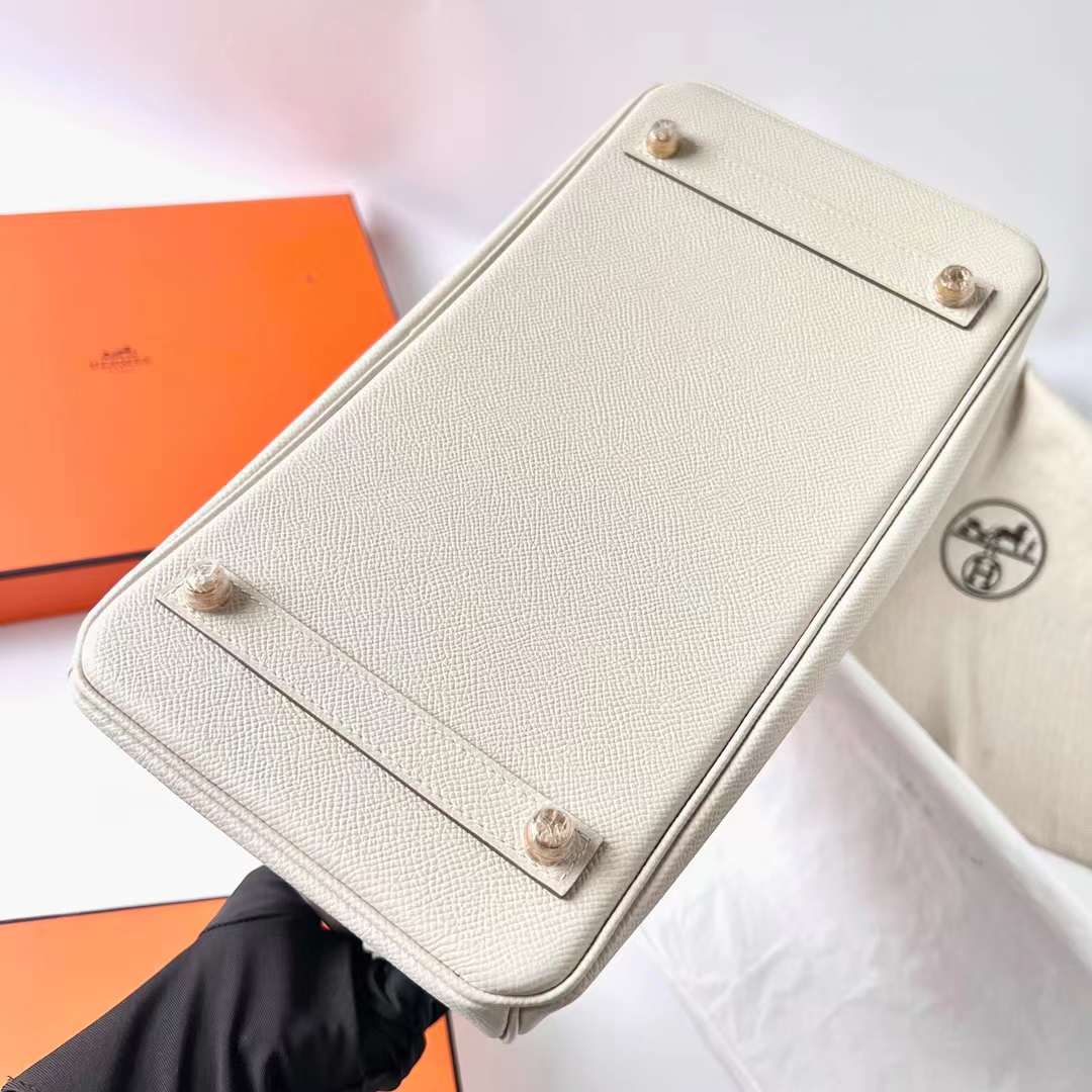 Hermès（爱马仕）Birkin 铂金包 Epsom Ck10 奶昔白 金扣 30cm 全手工蜡线缝制 Ghw
