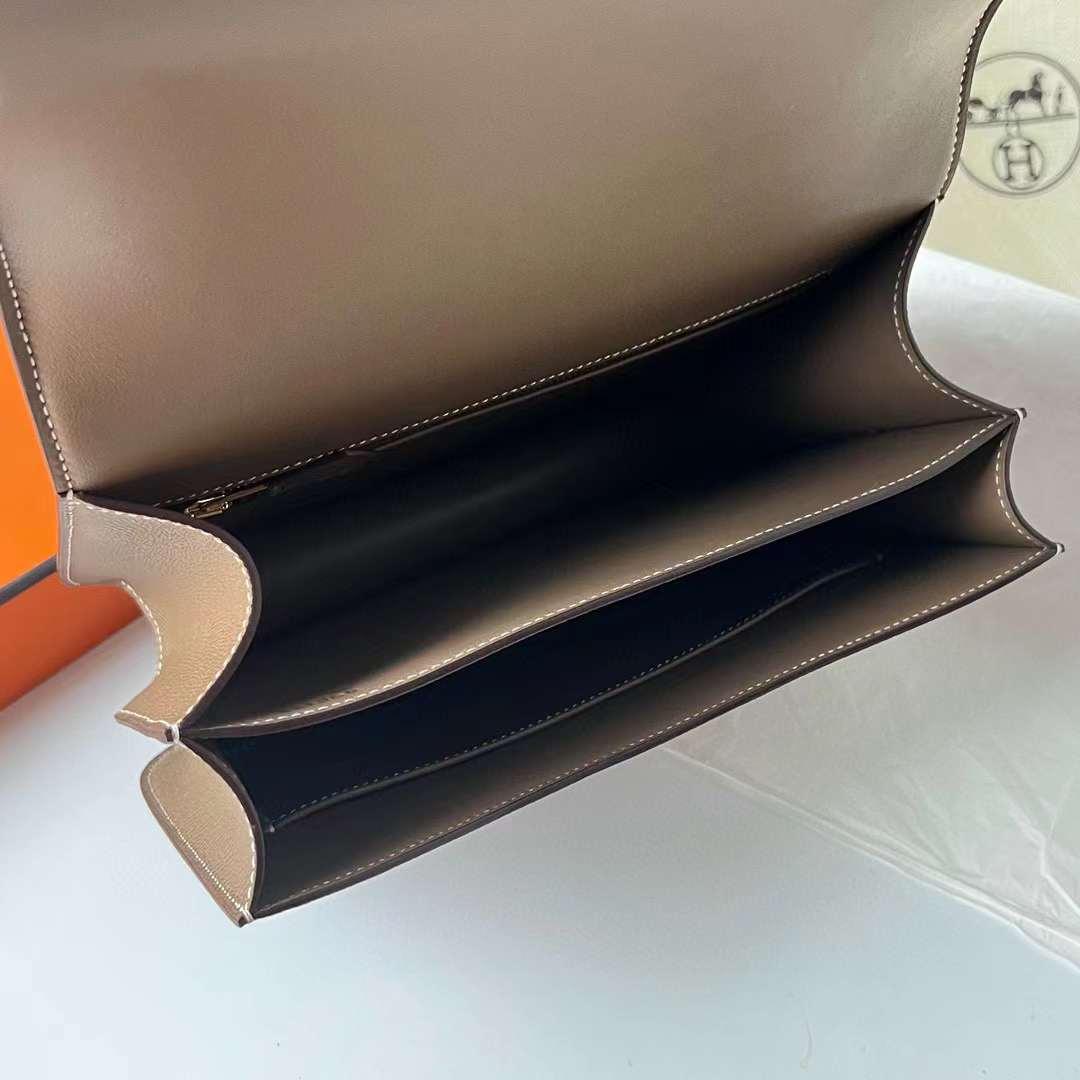 Hermès（爱马仕）Constance 空姐包 Epsom Ck18 大象灰 玫瑰金扣 24cm 全手工蜡线缝制 Rghw