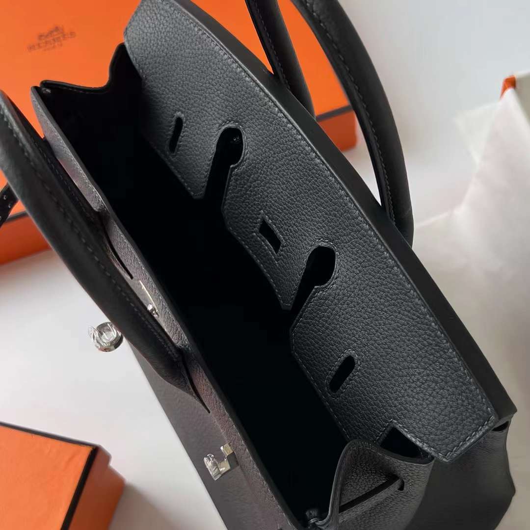 Hermès（爱马仕）Birkin 铂金包 Togo皮 进口德国小牛皮 Ck88 石墨灰 银扣 25cm 全手工蜡线缝制 Phw