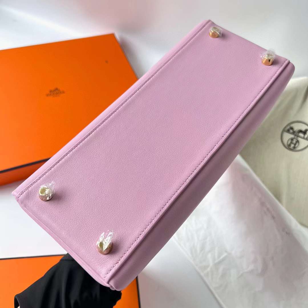 Hermès（爱马仕）Kelly 凯莉包 Swift X9 锦葵紫 金扣 28cm 全手工蜡线缝制 Ghw