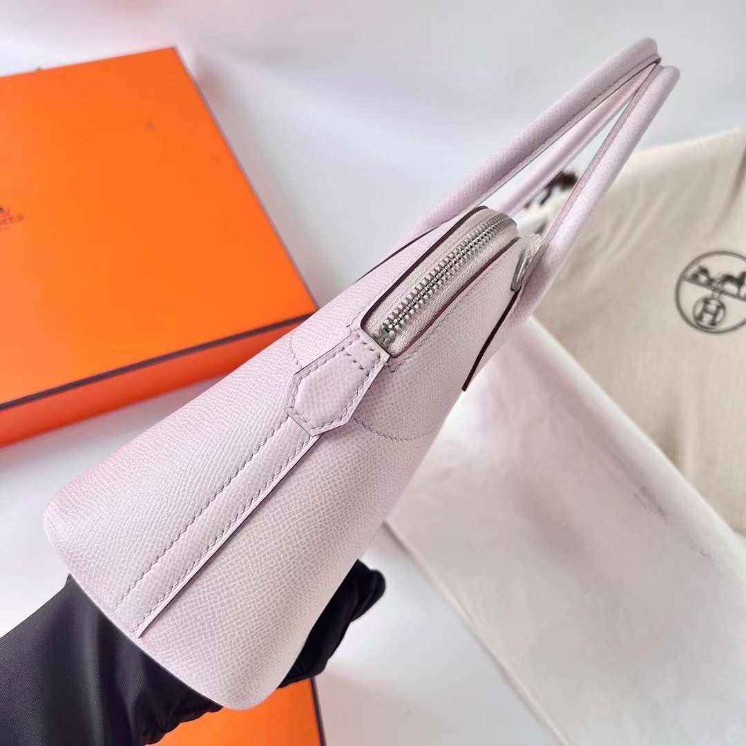 Hermès（爱马仕）Bolide 保龄球包 Epsom 09 梦幻粉紫 银扣 27cm 全手工蜡线缝制 Phw
