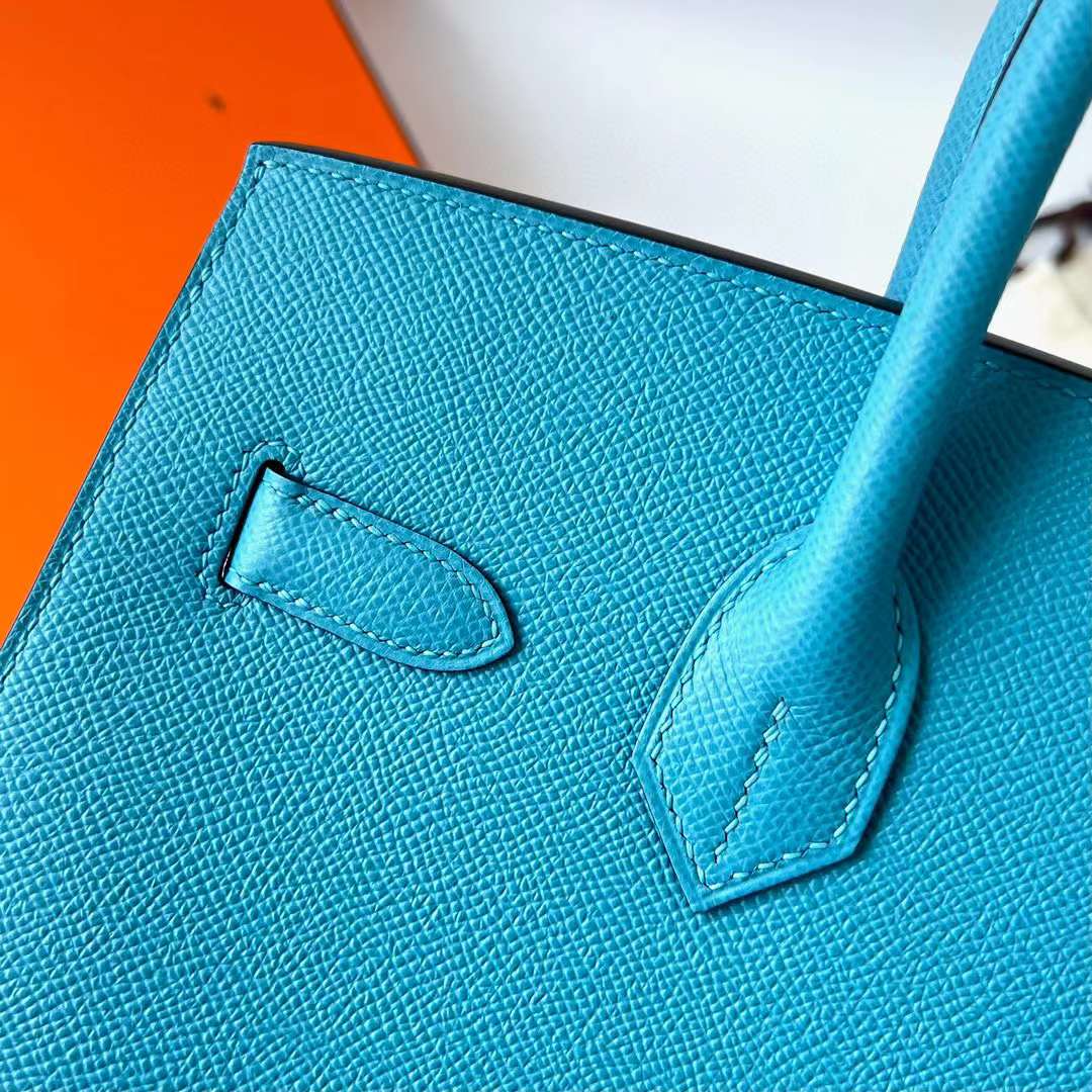 Hermès（爱马仕）Birkin 铂金包 Sellier Epsom P3 北方蓝 金扣 30cm 全手工蜡线缝制 Ghw