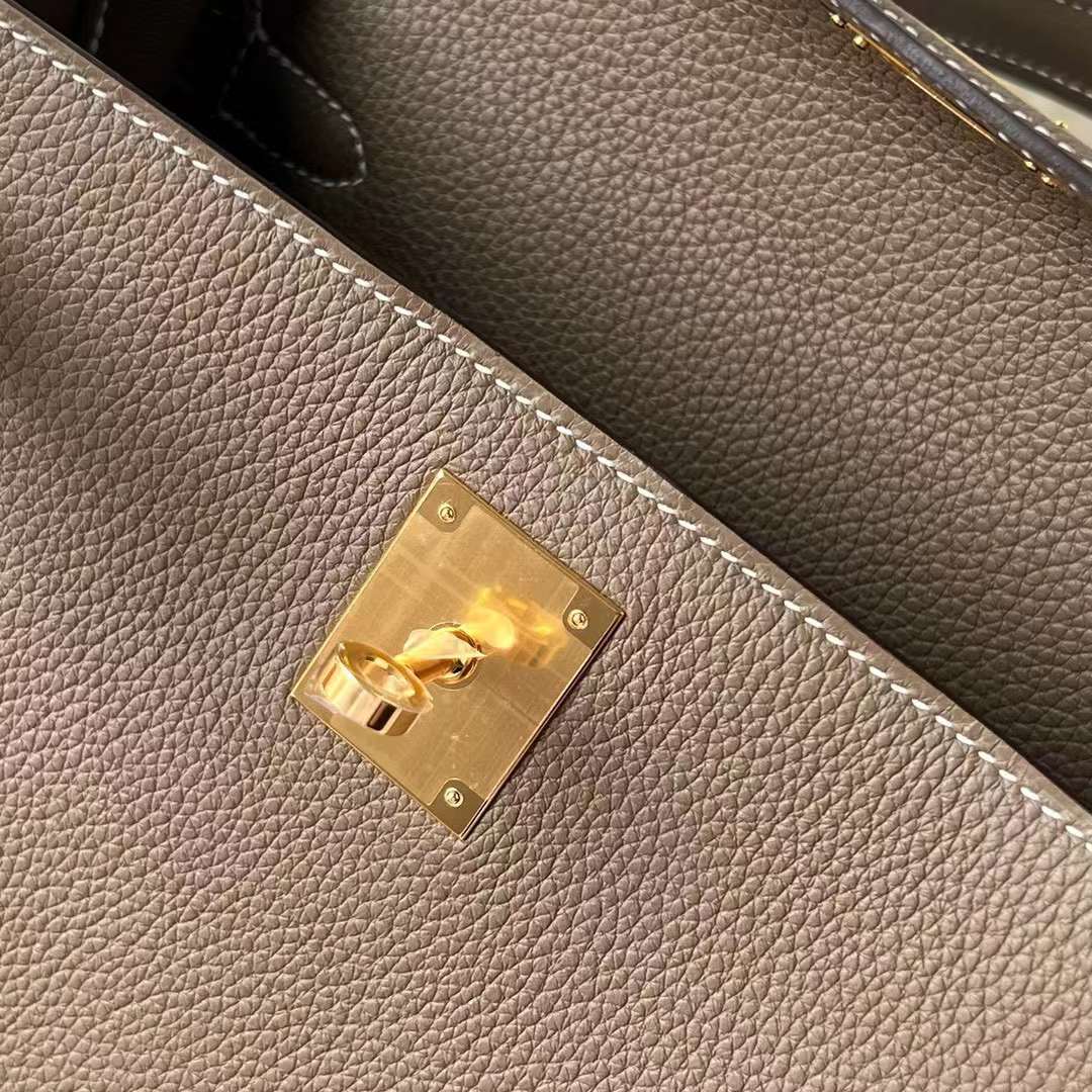 Hermès（爱马仕）Kelly 凯莉包 Togo皮 Ck18 大象灰 金扣 28cm 全手工蜡线缝制 Ghw