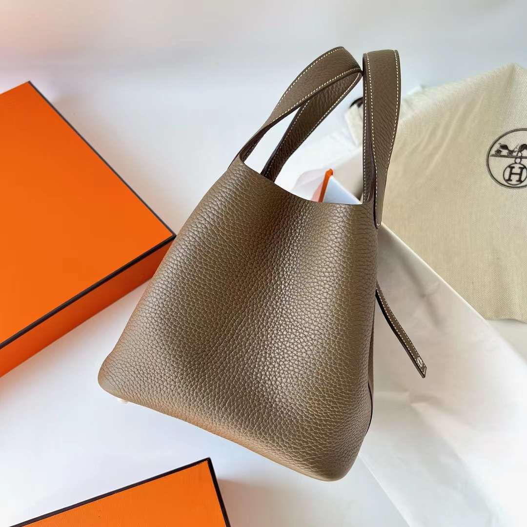 Hermès（爱马仕）Picotin 菜篮子 Clemence（御用原厂进口tc皮）Ck18 大象灰 银扣 18cm 全手工蜡线缝制 Phw