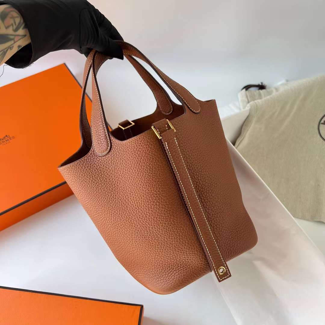 Hermès（爱马仕）Picotin 菜篮子 Clemence（御用原厂进口tc皮）Ck37 金棕色 金扣 18cm 全手工蜡线缝制 Ghw