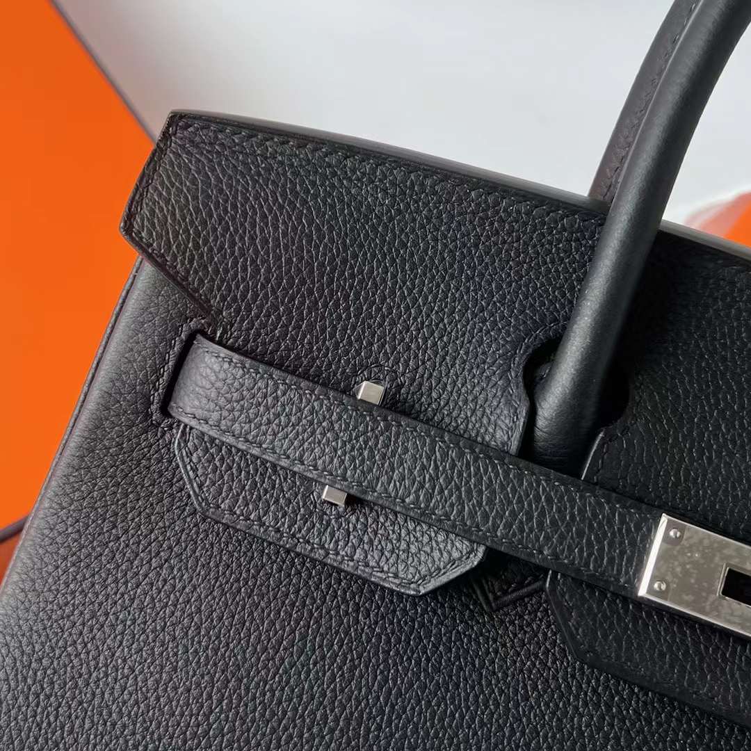 Hermès（爱马仕）Birkin 铂金包 Togo皮 进口顶级小牛皮 Ck89 黑色 银扣 30cm 全手工蜡线缝制 Phw