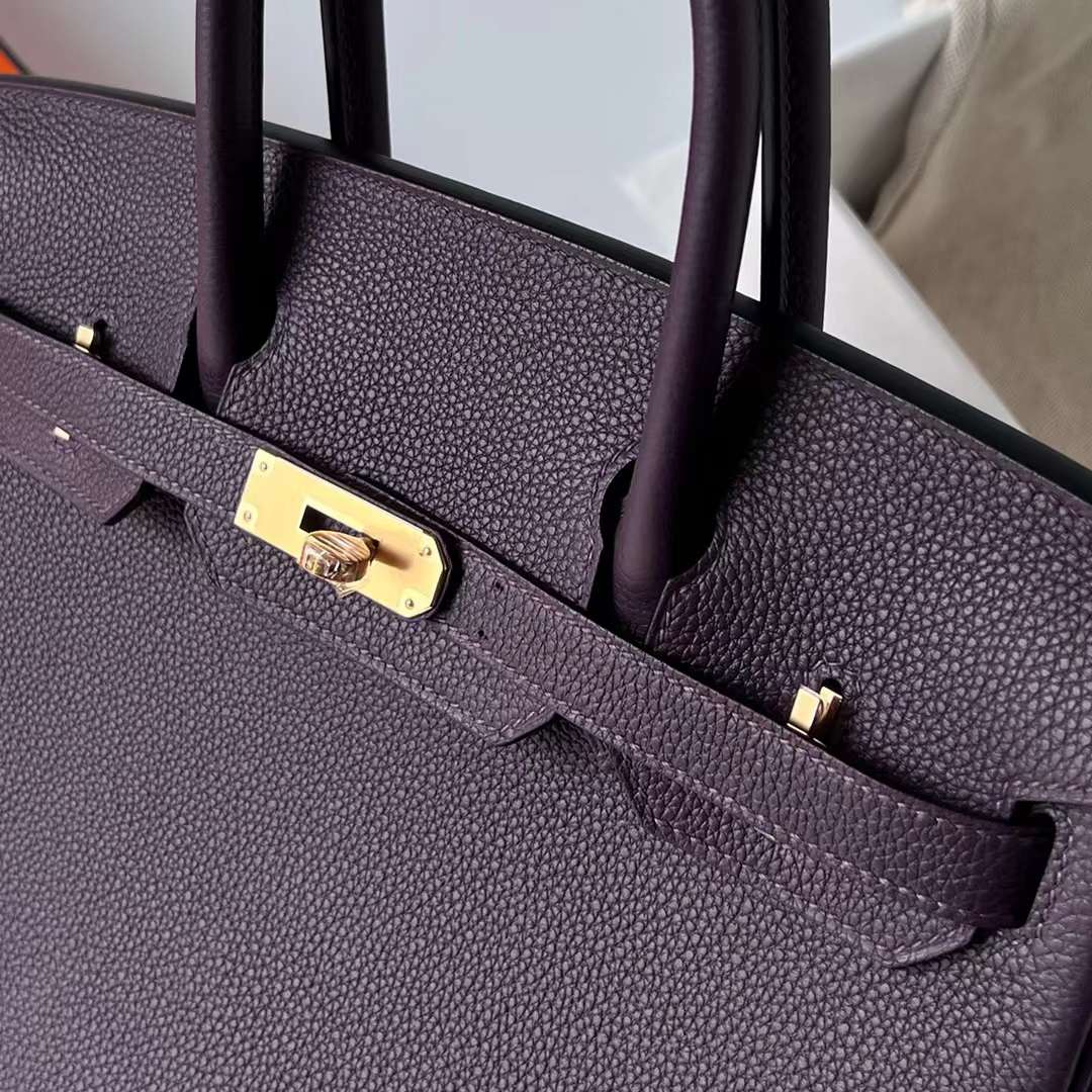 Hermès（爱马仕）Birkin 铂金包 Togo皮 进口顶级小牛皮 Ck59 葡萄紫 金扣 30cm 全手工蜡线缝制 Ghw