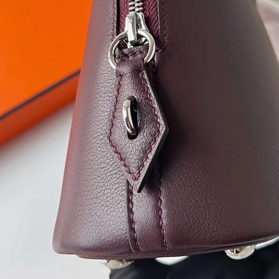 Hermès（爱马仕）Bolide 保龄球包 Evercolor D0 马鞍红 内拼 玫红 银扣 25cm 全手工缝制 Phw
