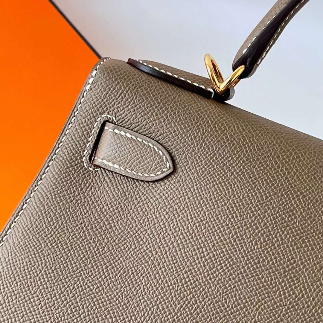 Hermès（爱马仕）Kelly 凯莉包 Epsom Ck18 大象灰 金扣 28cm 全手工蜡线缝 Ghw