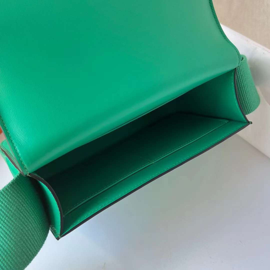 Hermès（爱马仕）Geta 木屐包 Chevre 进口山羊皮 6W 薄荷绿 金扣 20cm 全手工蜡线缝制 Ghw