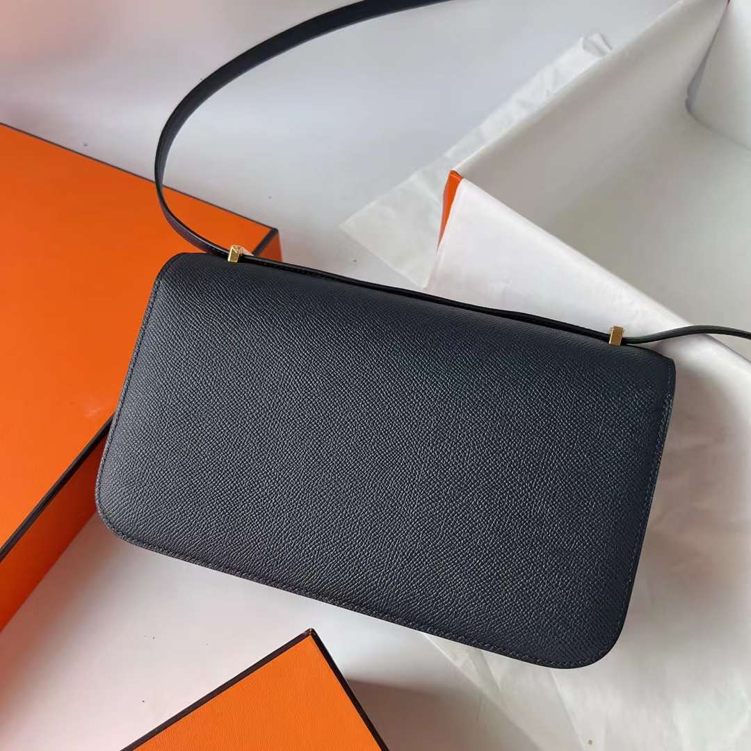 Hermès（爱马仕）Constance Elan Epsom Ck76 深海蓝 金扣 26cm 全手工蜡线缝 Ghw