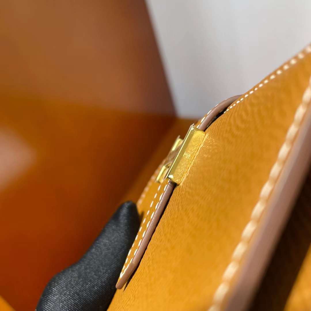 Hermès（爱马仕）Bearn 小H 短款钱包 Epsom Ck37 金棕色 金扣 全手工蜡线缝制