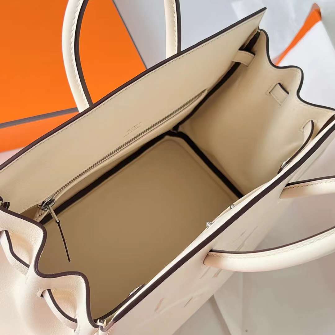 Hermès（爱马仕）Birkin Shadow Swift 幻影包 I2 奶油白 Nate 25cm 全手工蜡线缝 Phw