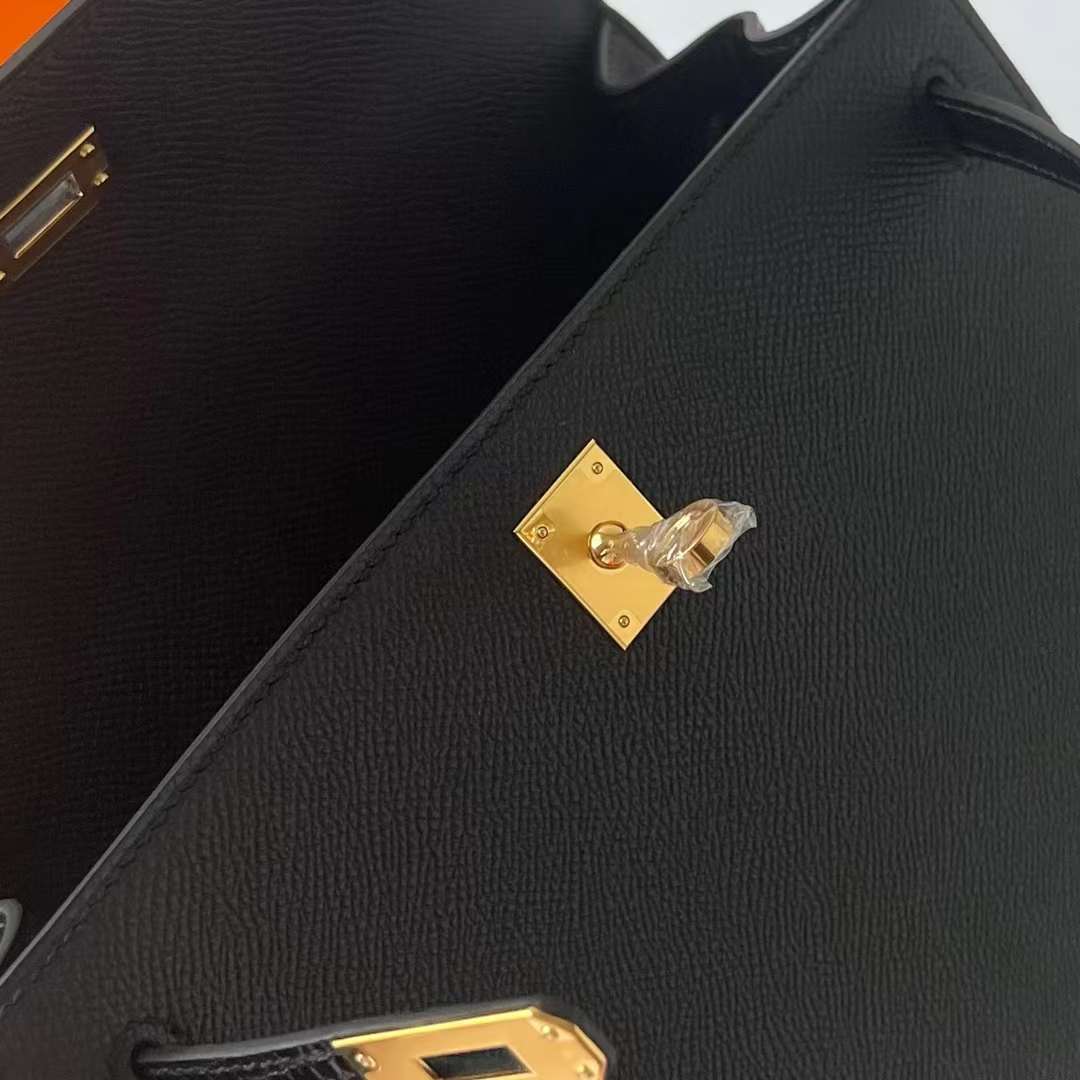 Hermès（爱马仕）Kelly 凯莉包 Touch Epsom 拼 亮面尼罗鳄鱼皮 Ck89 黑色 金扣 25cm 全手工蜡线缝 Ghw