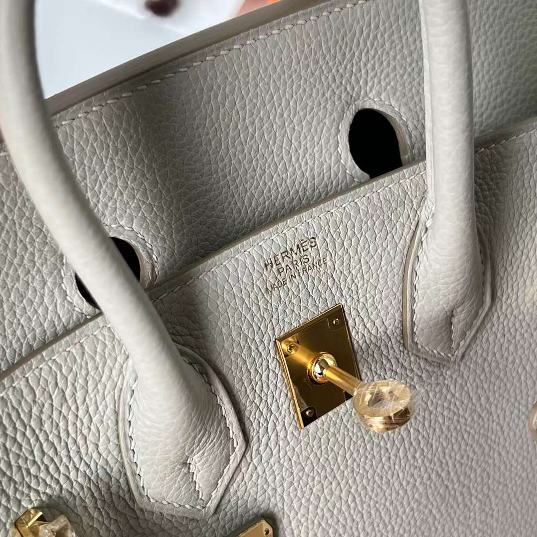 Hermès（爱马仕）Birkin 铂金包 Togo 顶级小牛皮 Ck80 珍珠灰 金扣 30cm 全手工蜡线缝 Ghw