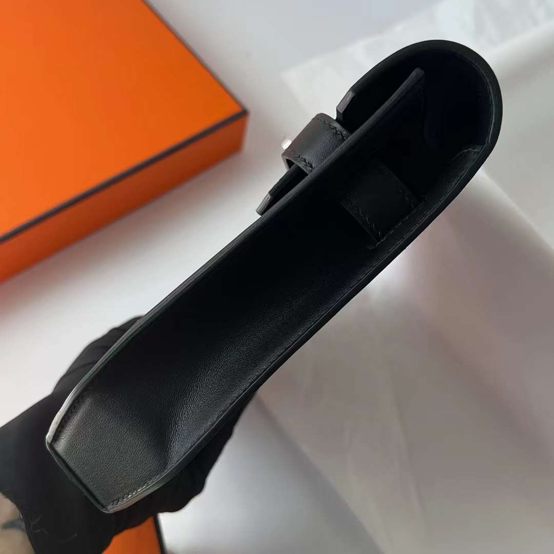 Hermès（爱马仕）Kelly Depeches 手包 Swift Ck89 黑色 银扣 25cm 全手工蜡线缝 Phw