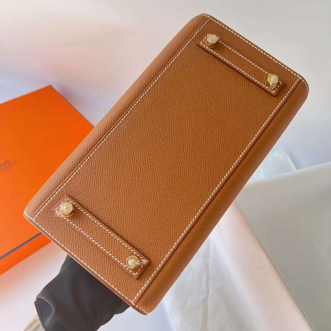 Hermès（爱马仕）Birkin 铂金包 Sellier Epsom Ck37 金棕色 金扣 25cm 全手工蜡线缝 Ghw