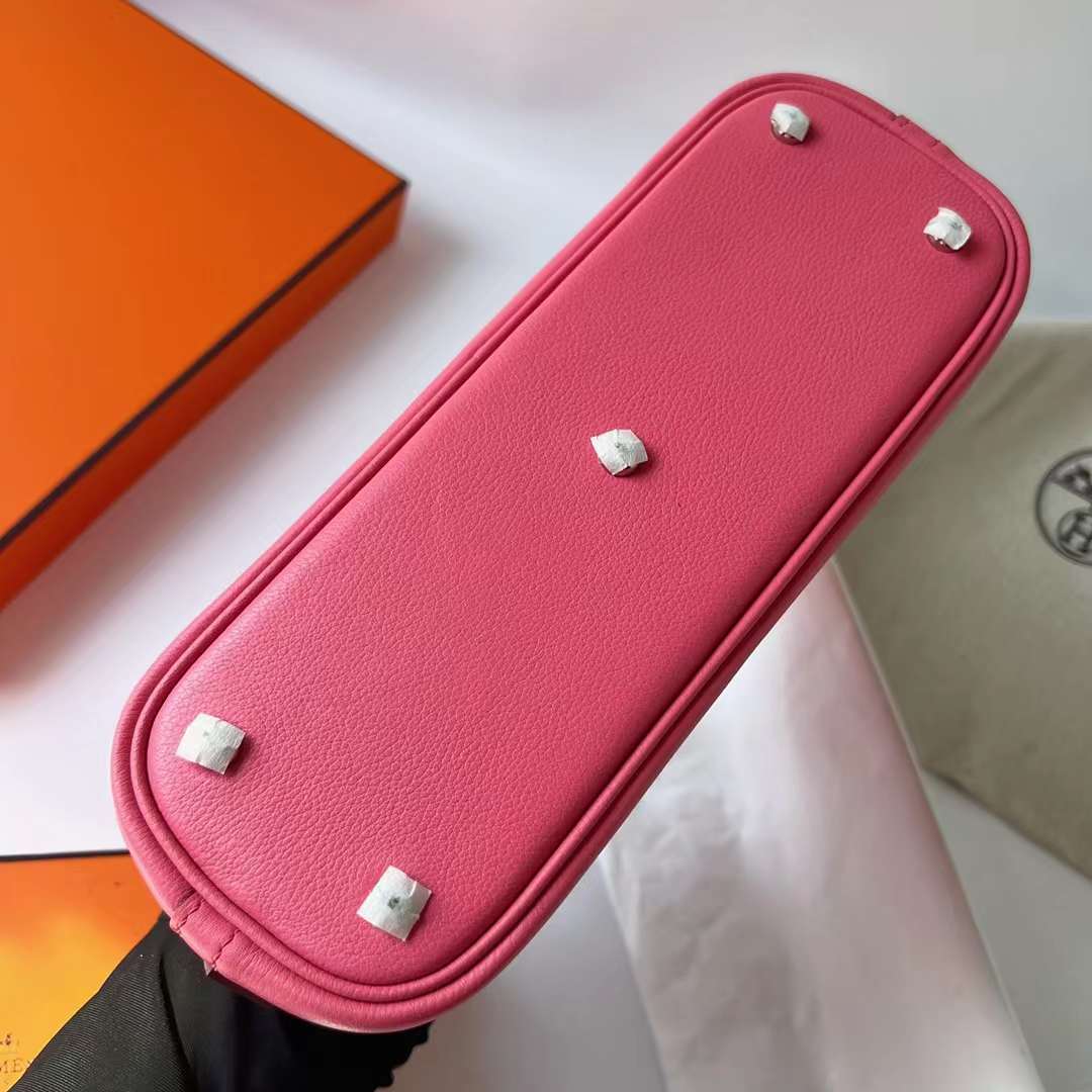 Hermès（爱马仕）Bolide 保龄球包 Evercolor 8W 新唇膏粉 银扣 25cm 全手工蜡线缝制 Phw